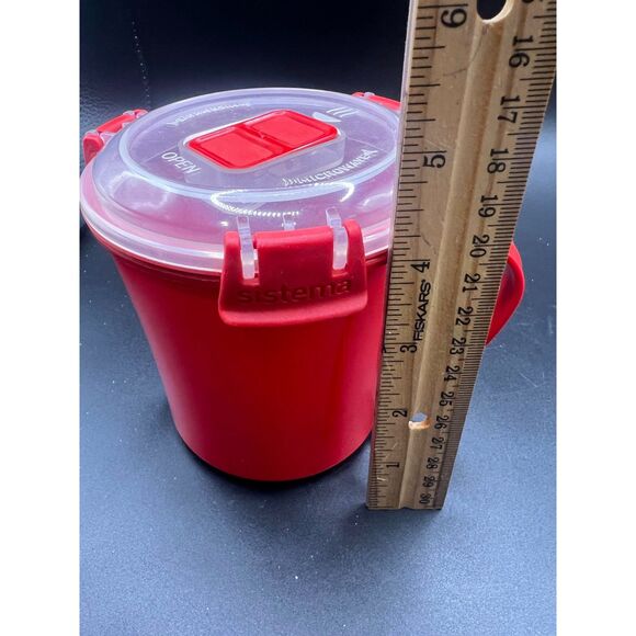 Red Sistema Microwavable Cookware Cup 22.18 Oz. BPA free And Lid With Vent - Picture 5 of 5